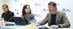 Juan Miguel Gómez Espino, Antonia Jiménez y Fernando Relinque en la presentación de los resultados de CLIMA-GEN